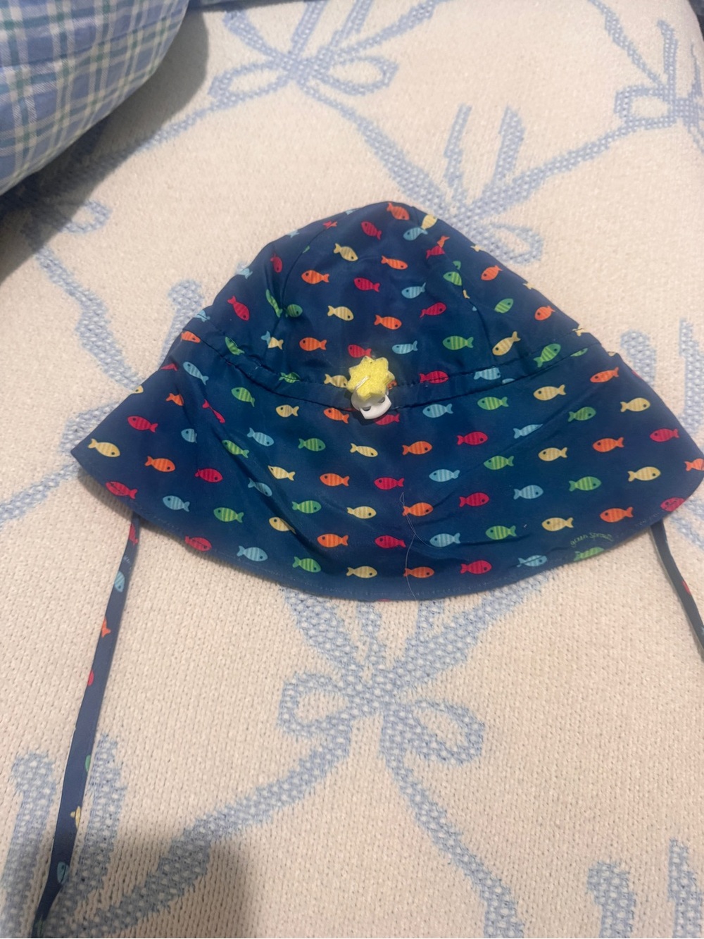 Green Sprouts Baby Sun & Swim Hat with Colorful Fish Print.